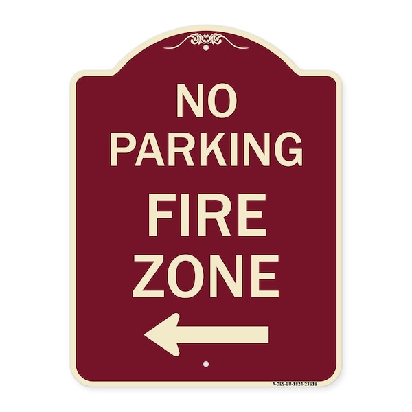 Signmission No Parking Fire Zone W/ Left Arrow Heavy-Gauge Aluminum Architectural Sign, 24" x 18", BU-1824-23618 A-DES-BU-1824-23618 - main